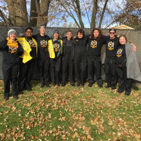 Alpha Mu Chapter Large Part of the Adrian College Drumline (Adrian 20171112)