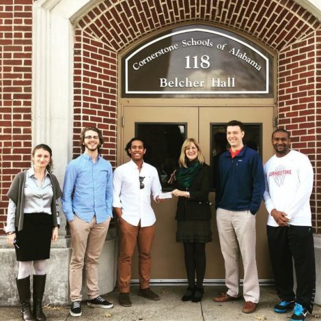 TausGiving Check Presentation to Cornerstone Schools (Samford 20160228)