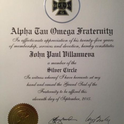 Eta Psi's Distinguished Alumni Villanueva Becomes Member of the Silver Circle (West Florida 20151214)