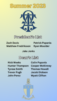 Eta Psi Makes President’s & Dean’s List For Summer 2023