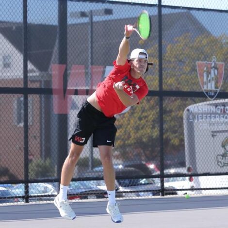 Alpha Pi Brothers compete in First Spring Tennis Match