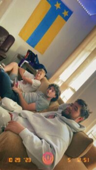 Brothers watching basketball