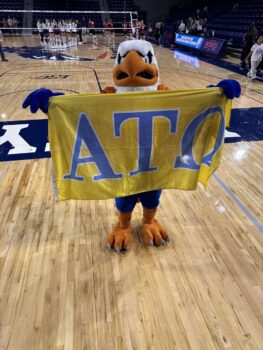 UT Tyler Mascot flies the ATO flag