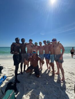 Brothers meet body builder