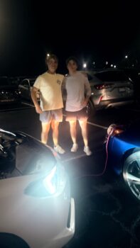 Brothers Help Jumpstart a car
