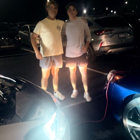 Brothers Help Jumpstart a car