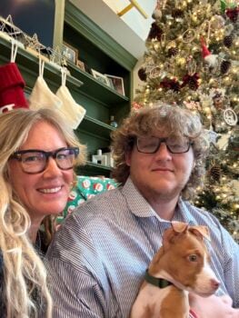 Brother Parker celebrates Christmas with his mom