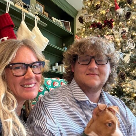 Brother Parker celebrates Christmas with his mom
