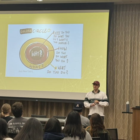 Zeta Alpha Brother Presents to FSL Leaders about Simon Sineks Golden Circle