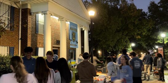 Chapter members enjoying time together at a campus event